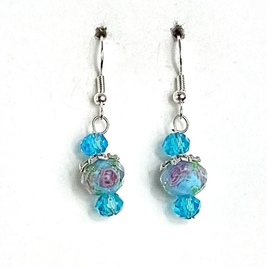 Floral Glass Earrings Nwt 17$